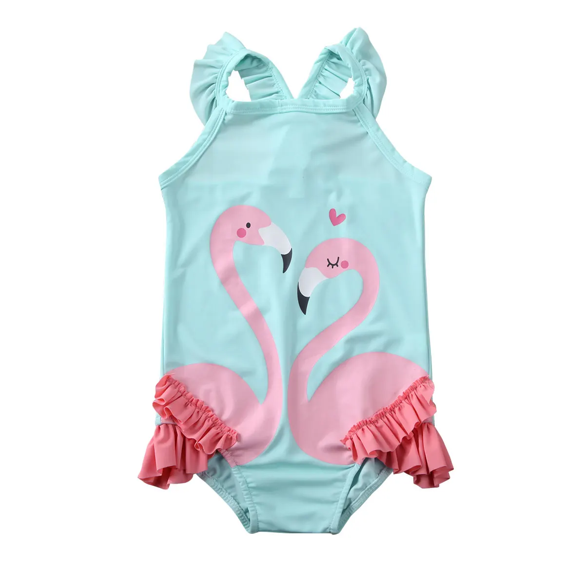 

2021 новый для маленьких девочек с изображением фламинго печатных оборками купальный костюм От 1 до 6 лет для детей ясельного возраста Для дет...