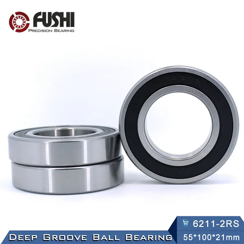 

6211RS подшипник ABEC-3 (1 шт.) 55x100x21 мм Глубокий паз 6211-2RS шарикоподшипники 6211RZ 180211 RZ RS 6211 2RS EMQ качество