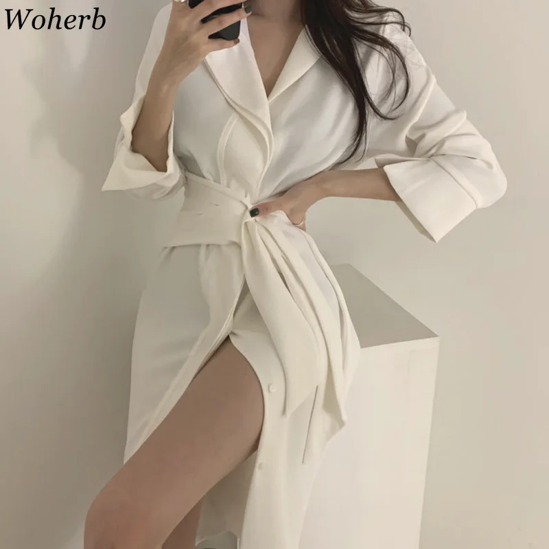 Woherb стильный женский костюм платье-рубашка 2024 летние женские платья элегантные