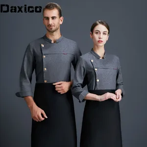 Мужская куртка с длинным рукавом, в западном стиле, для шеф-повара, кофейни, униформа для повара отеля, рабочая одежда для сотрудников официанта