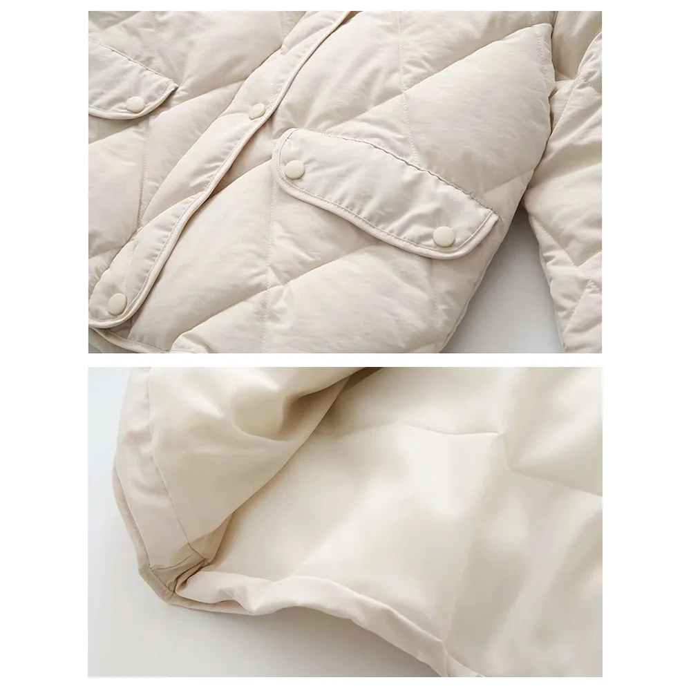 

Treutoyeu Winter Thick Warm Cotton Parkas Argyle Embroidery Coat Women Fur Collar Solid Outwear Jacket