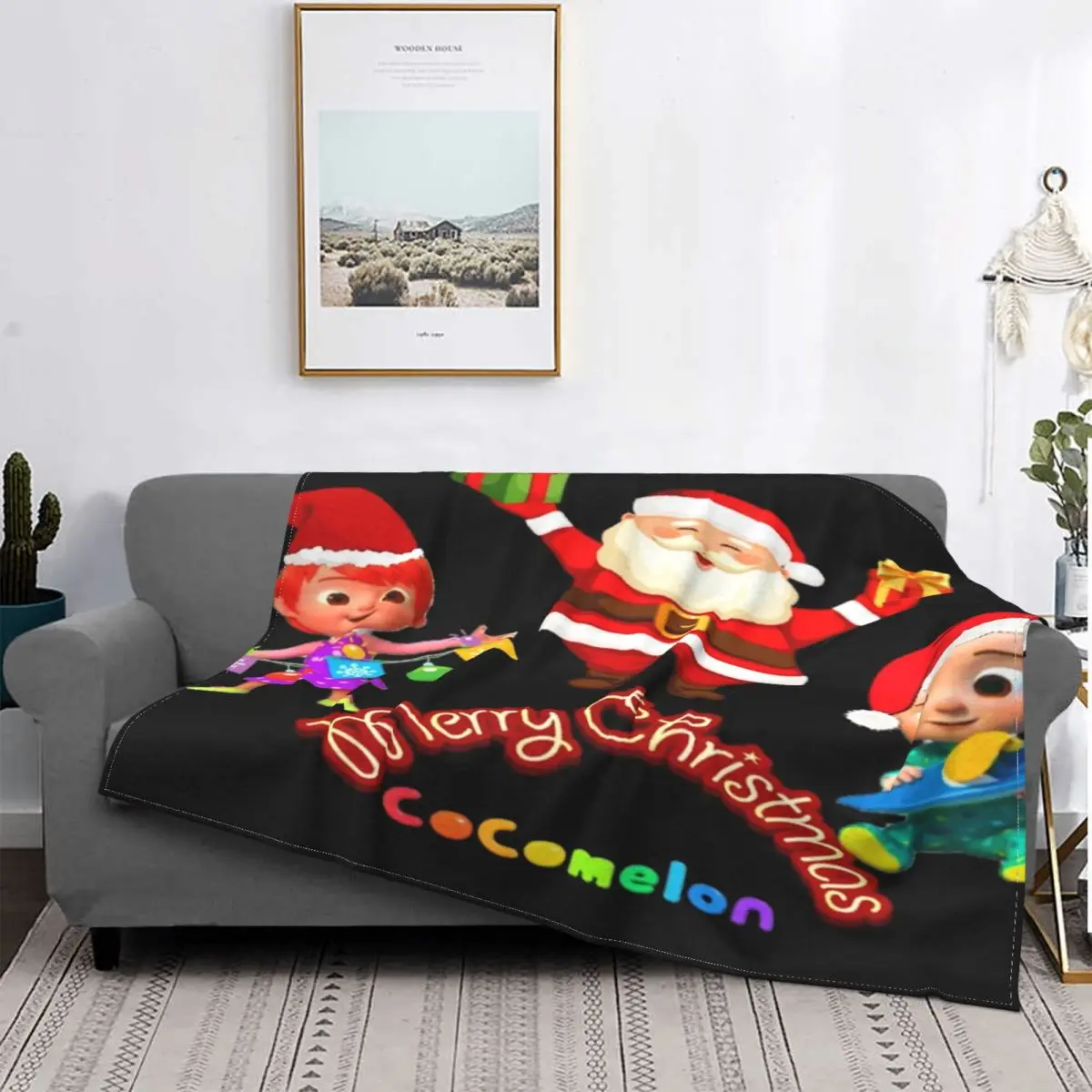 

Cocomelón de canciones navideñas para niños, colcha para cama, sofá a cuadros, manta mullida a cuadros, Sudadera con capucha, fu