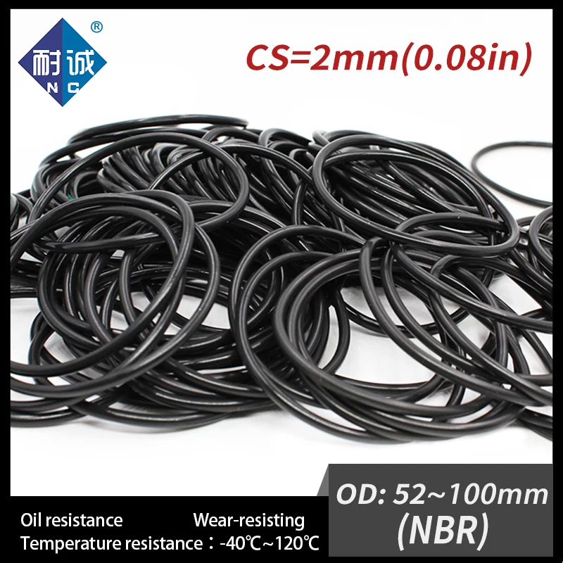 5 шт./лот резиновый черный NBR CS2mm OD52/54/55/56/60/62/65/70/75/80/85/90/92/95/100 мм уплотнительное