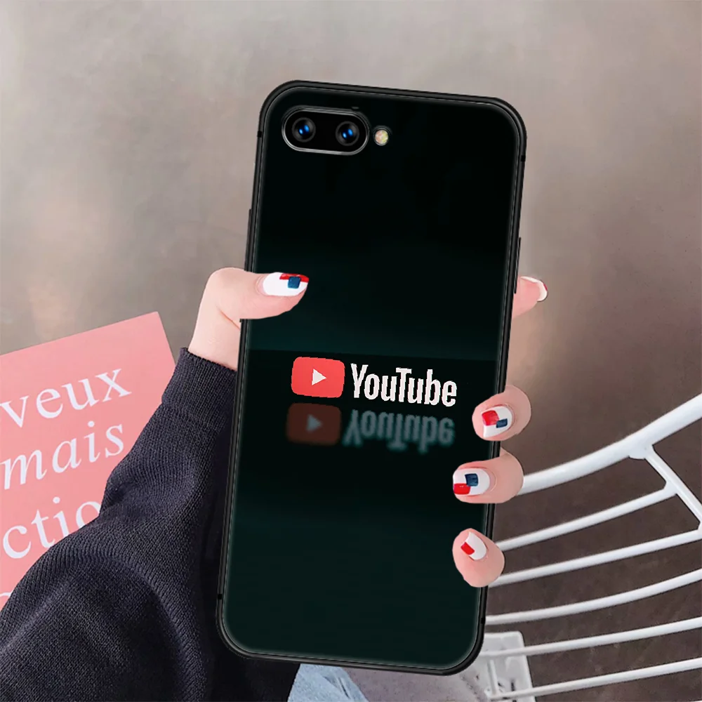 

Youtube logo Phone Case Cover Hull For HUAWEI Honor 8 8c 8a 8x 9 9a 9x V10 MATE 10 20 I Lite Pro black Prime Luxury Etui Tpu
