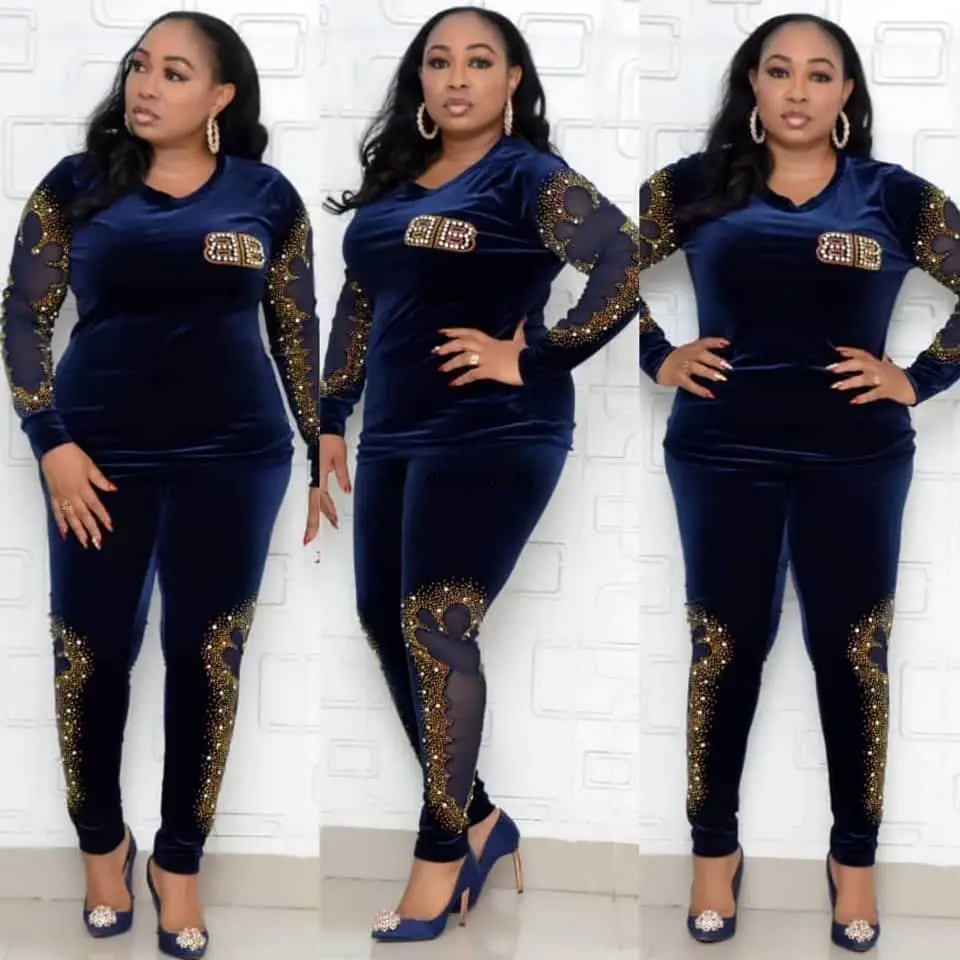 Бархатные комплекты из 2 предметов новинка 2021 модная Дашики базин с принтом