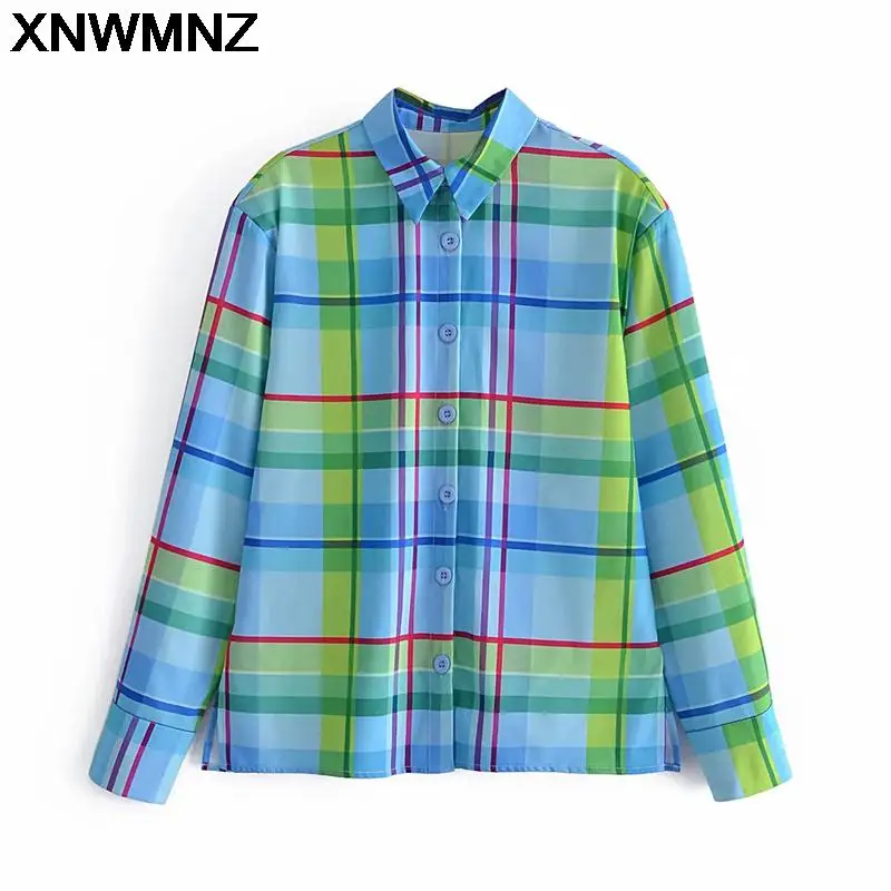 

2021 Autumn New Women's Fashion Color Plaid Shirt Vintage Casual Style Blouses Long Sleeve Shirt Female Blusas Office Tops