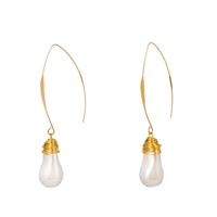 golden v shaped pearl earrings earrings for women banquet couple wedding earrings fashion jewelry birthday gift for girlfriend
