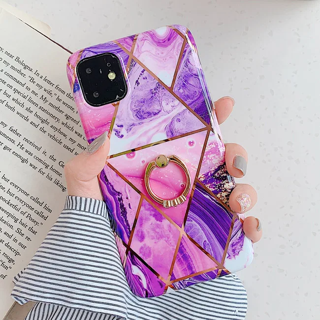 Чехол для телефона LACK для iPhone 11 11Pro Max XR X XS Max 6 6S 7 8Plus Роскошный Мраморный чехол с кольцом-подставкой - Color: Style 3