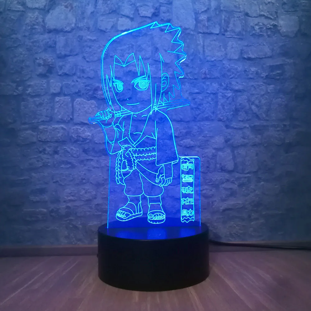 Новый аниме Наруто Саске Учиха 3D светодиодный Ночник светильник 7 цветов