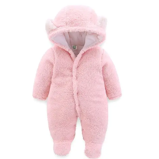 Pink Г. Зимняя хлопковая одежда для новорожденных одежда унисекс, шерстяная одежда комбинезоны для мальчиков, детский костюм для девочек, комбинезон для малышей от 3 до 12 месяцев - Цвет: Pink