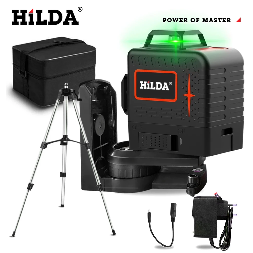 

HILDA Green Laser Level 12 Lines 3D Level Self-Leveling 360 Horizontal And Vertical Cross Lines