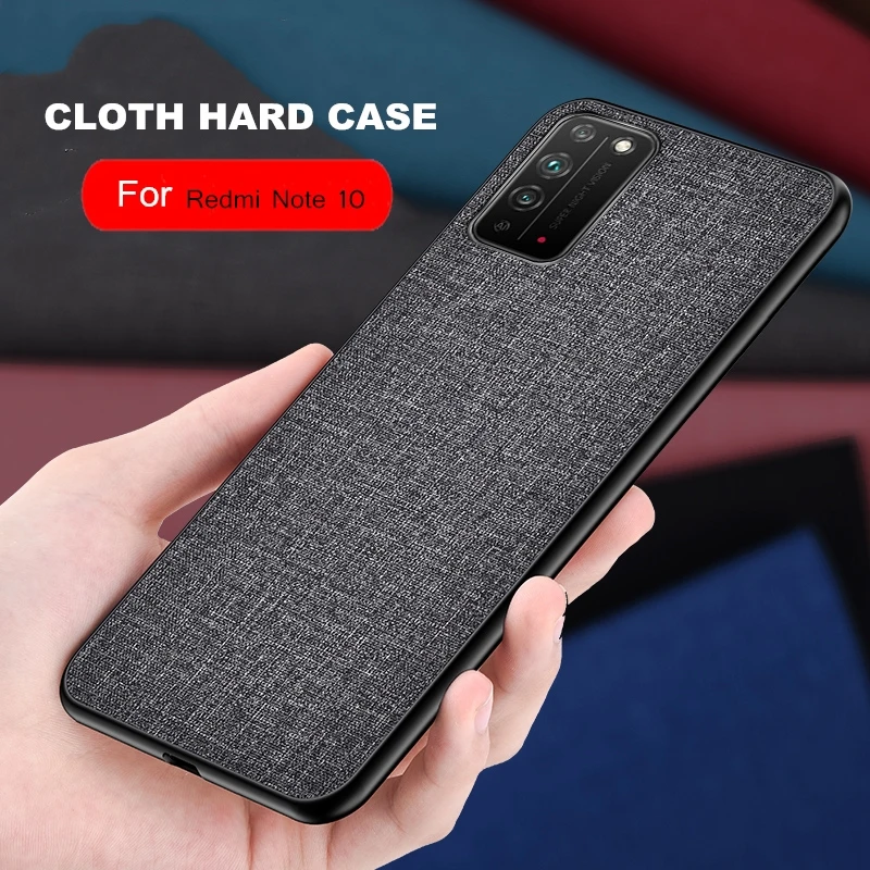 

For Xiaomi Redmi Note 10 5G Case Simple Cloth PU Soft TPU Frame Cover For Redmi Note 10T 10 Pro 9 Pro 9S Anti-Knock