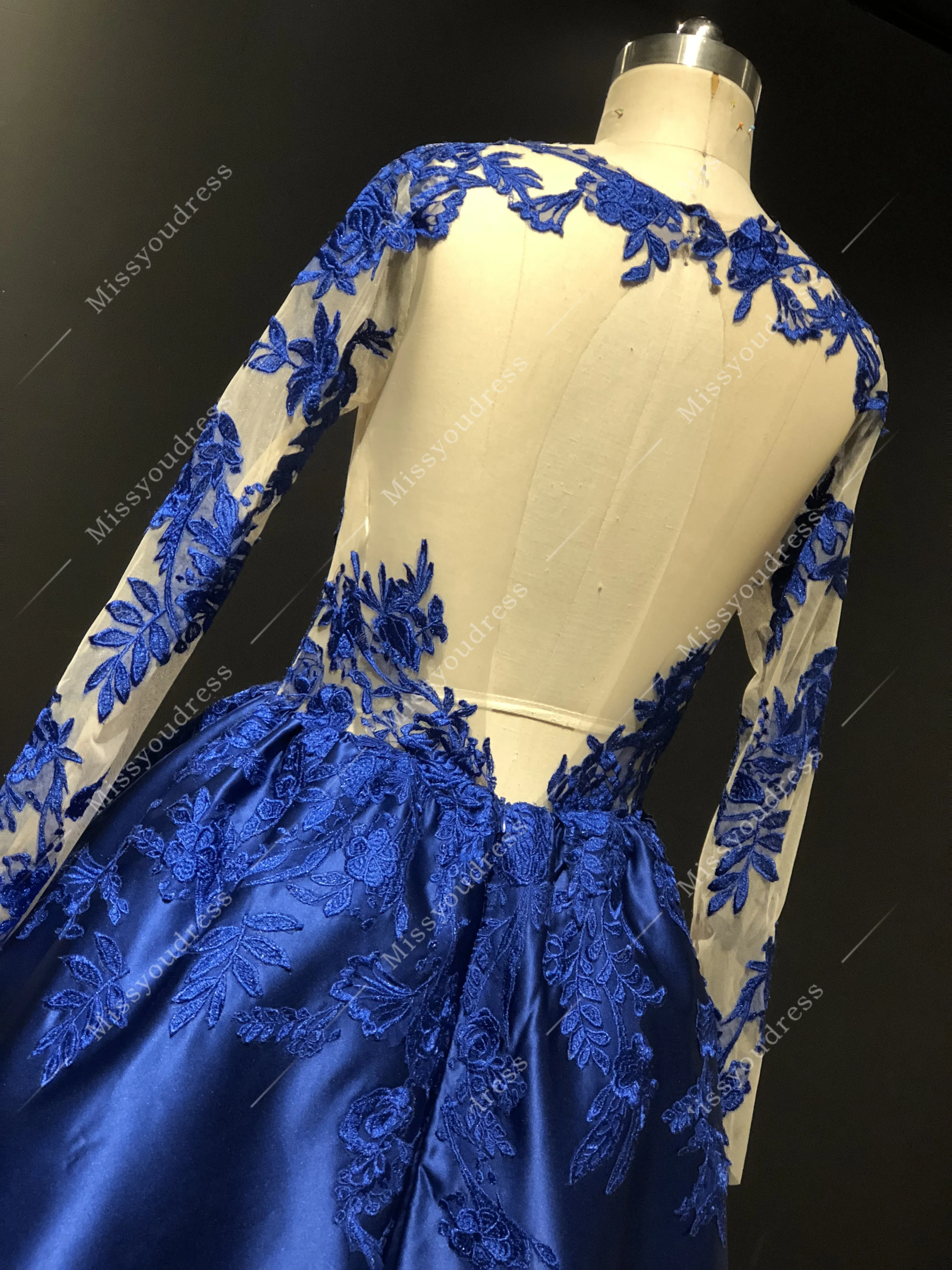 ZuhairMurad Vestidos de fiesta 2021 Real Pictures Royalblue Long Sleeves Floor Length Formal Party Prom Women Evening Dresses
