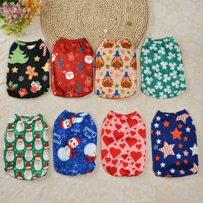 

Christmas Dog Clothes Pet Clothing for Small Medium Dogs New Year Puppy Vest Shirt Christmas Chihuahua Poodle Clothes