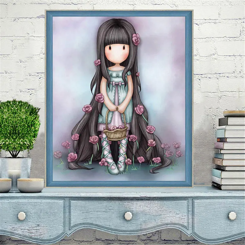 

Diy Diamond Painting Decoration Cartoon Character and Cute Girl Square Diamond Round Diamond Customizable Wall Art Decoration