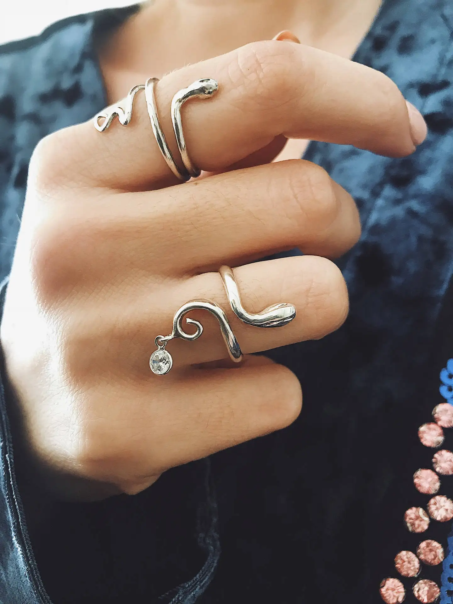 Opening adjustable i Открытое серебряное кольцо из нержавеющей стали, Винтажное кольцо в форме змеи, кольцо в форме кобры, мужское кольцо в стиле панк, локомотив, рок, ювелирное изделие - Цвет камня: Opening adjustable i