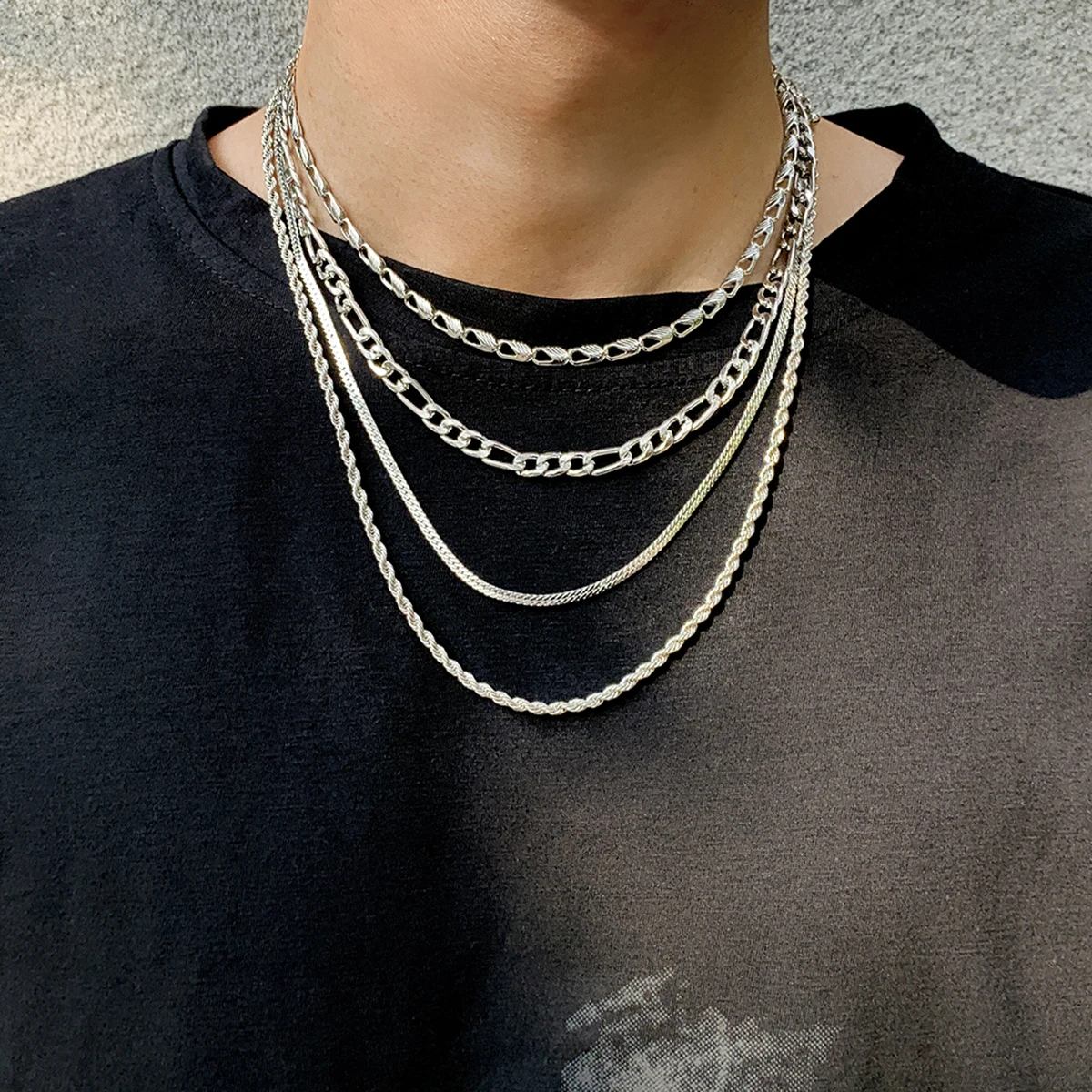 

SHIXIN Punk Separable Twisted Chain Necklaces for Women Men Simple Layered Choker Collar Necklace on the Neck Jewelry 2021 Gifts
