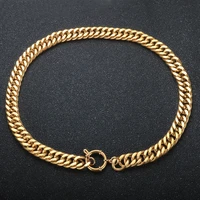 stainless steel curb cuban link chain choker necklace gold plated necklace for women hip hop punk necklace jewlery wholesale