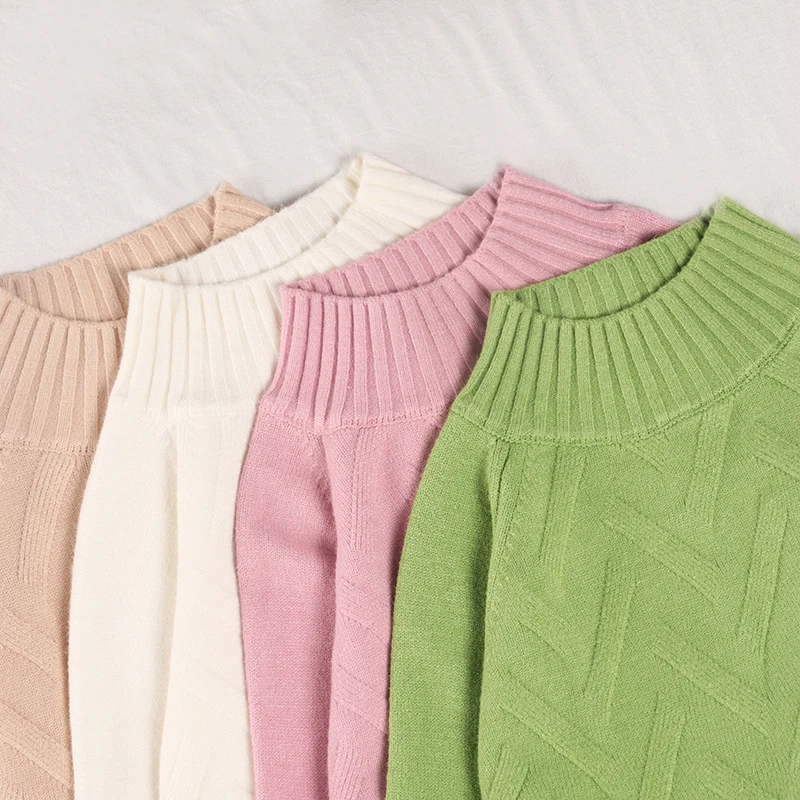 Shellsuning Cotton Sweater Women Winter Knitted Pullover Green Oversized Tops Casual Solid Color Warm Jumper Female Chic Clothes | Женская