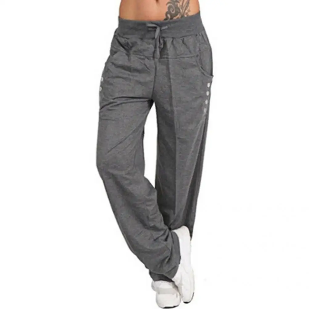 

All-matched Classic Elastic Waist Thin Women Trousers Thin Casual Trousers Drawstring for Daily Wear