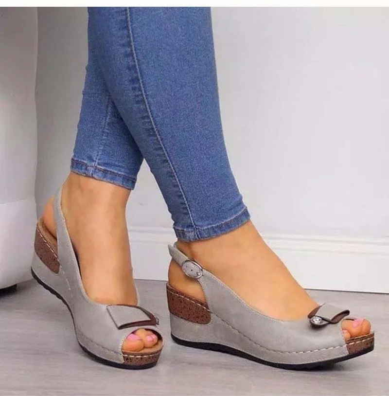 

2021 Woman Sandals Retro Wedges Summer Wedge Sandals Female Casual Sewing Women Shoes Comfortable Ladies Sandalias Plus Size