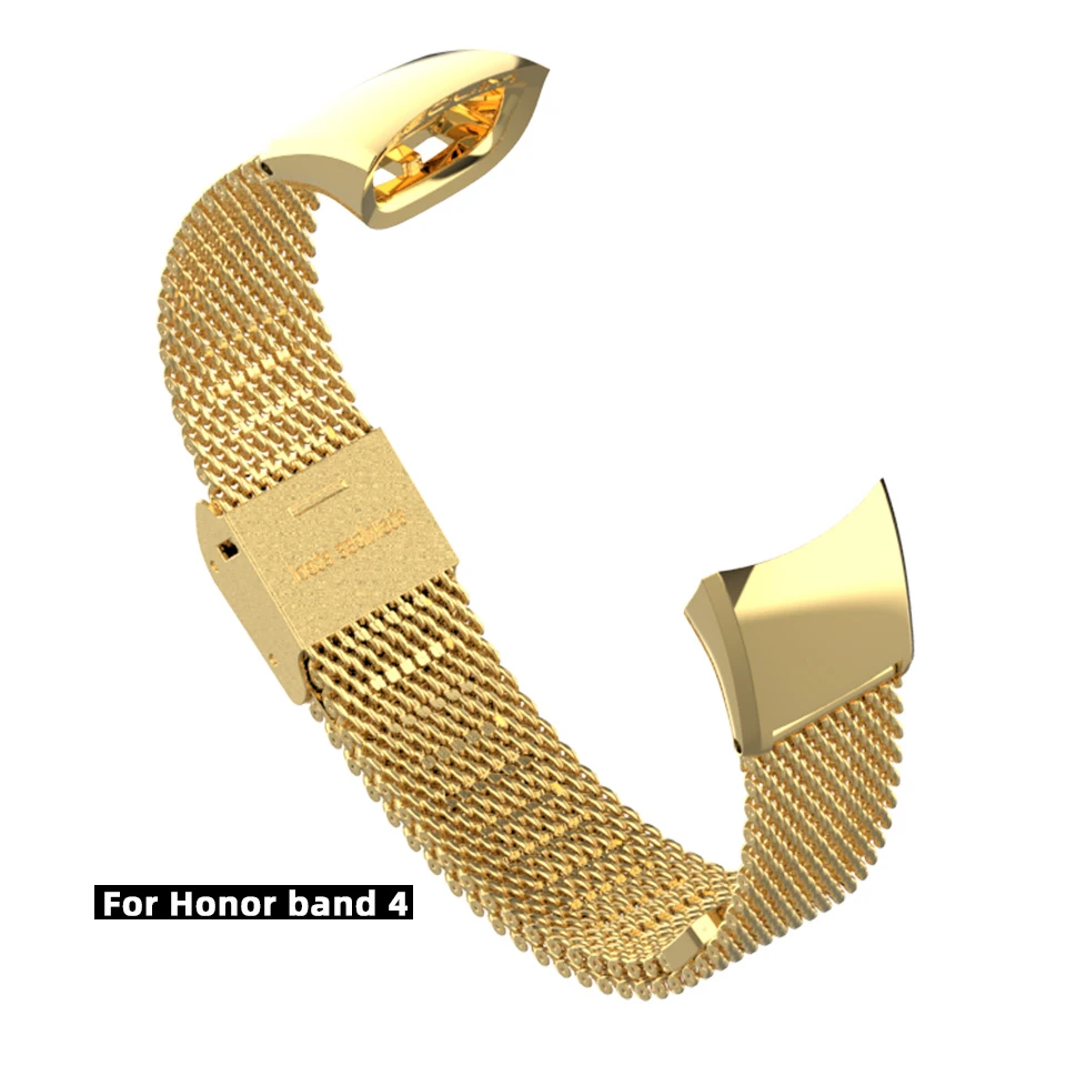 Gold-Honor Band 4 Mijobs Миланский металлический ремешок 155-255 мм ремешок для часов браслет из нержавеющей стали браслеты для huawei Honor 3 Band 4 умные аксессуары - Цвет: Gold-Honor Band 4