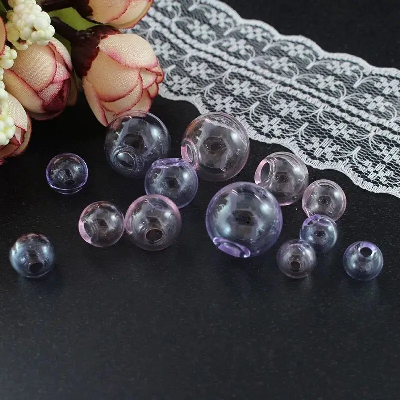 1-8pcs 25mm Pink/Purple/Blue/Raninbow/Color hollow glass ball with one hole round bubble vial globe orbs jewelry DIY beads | Дом и сад
