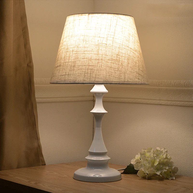Современная настольная лампа с перьями прикроватный светильник абажуром из льна