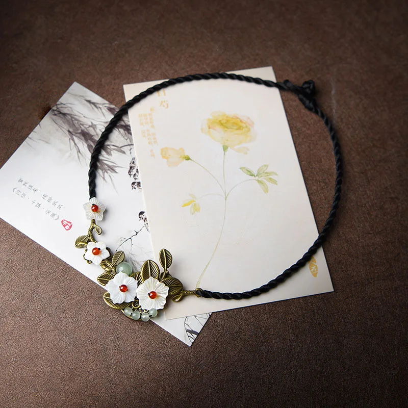 Чокеры женские винтажные с ракушками и цветами ручной работы ожерелье в подарок