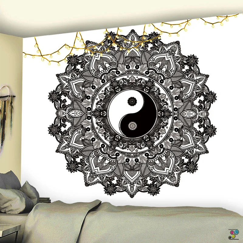 Гобелен Инь-Ян с черно-белой мандалой покрывало для карты Таро спальни общежития