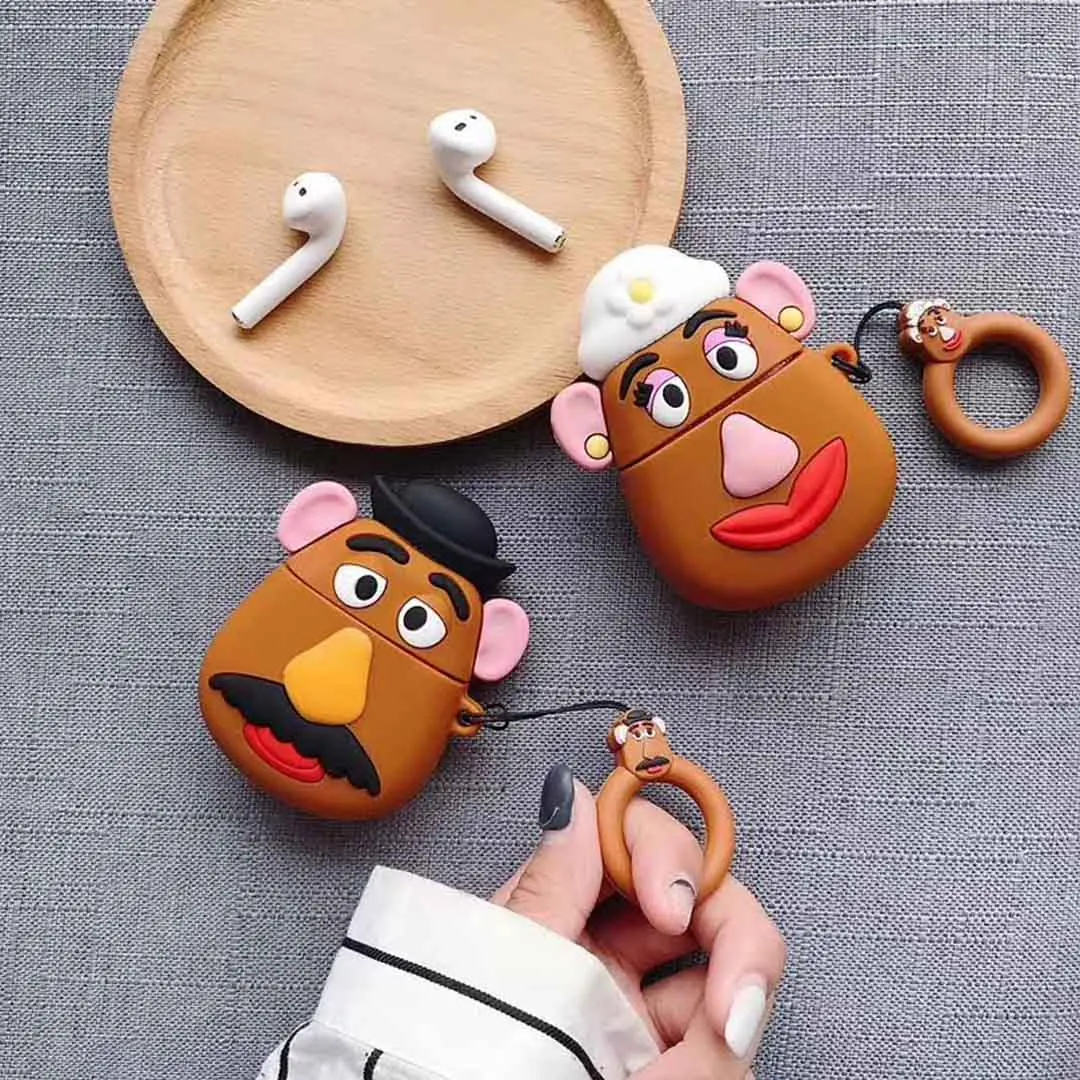 LOVERONY Cute Cartoon Bluetooth Earphone 3D Silicone Case For AirPods 2 1 Headset Protective Cover Apple Air pods Charging Box