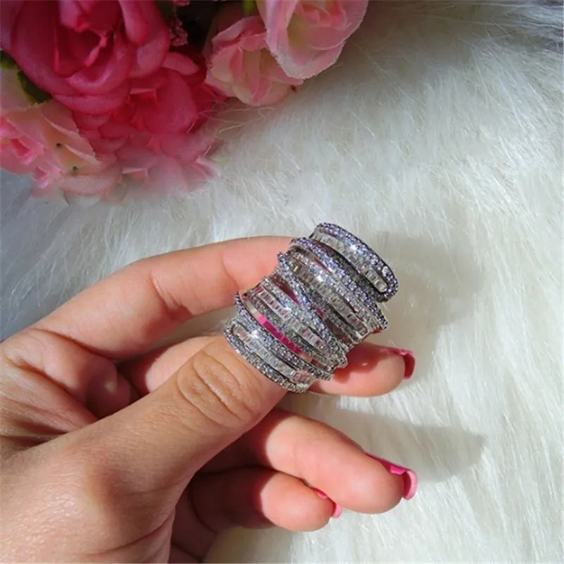 Роскошные блестящие коктейльные кольца из стерлингового серебра S925 пробы