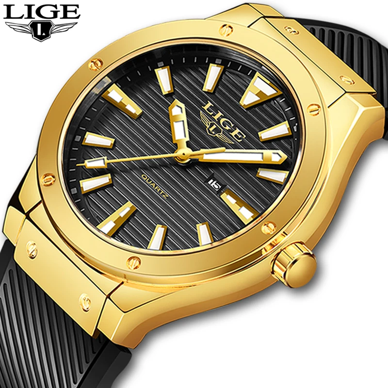 LIGE мужские военные часы модные креативные с силиконовым ремешком спортивные