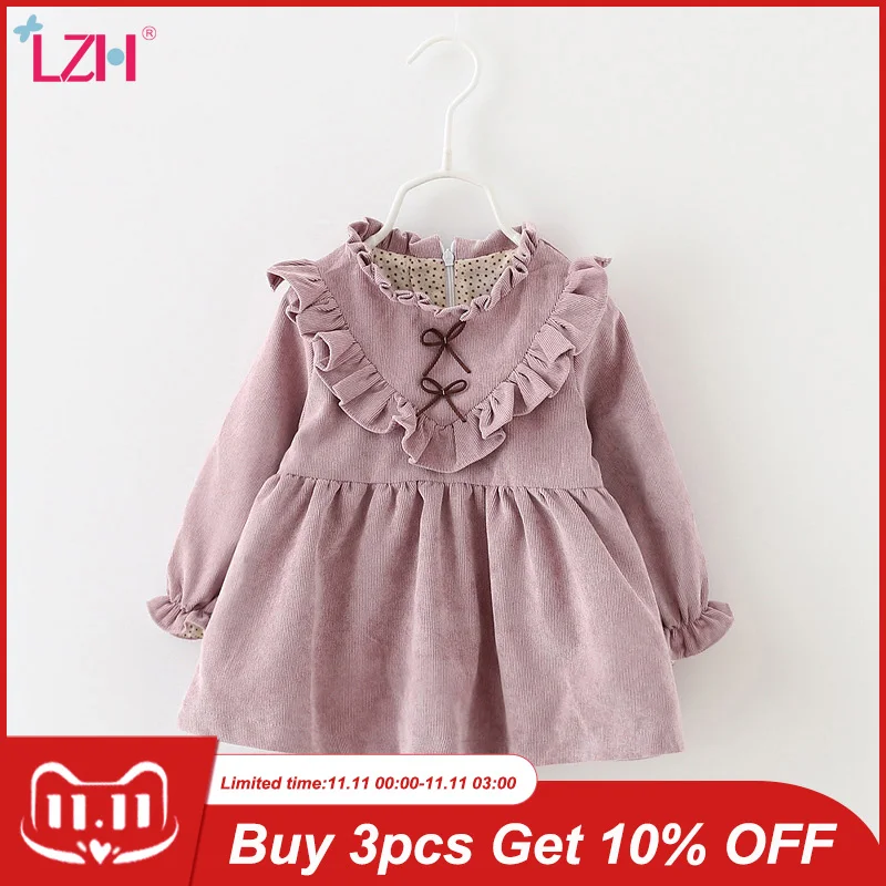 

LZH Korean Autumn Long Sleeve Baby Dress Cotton Infant Dress Kids Party Dresses For Baby Girls Dresses Newborn Clothes 0-3 Years