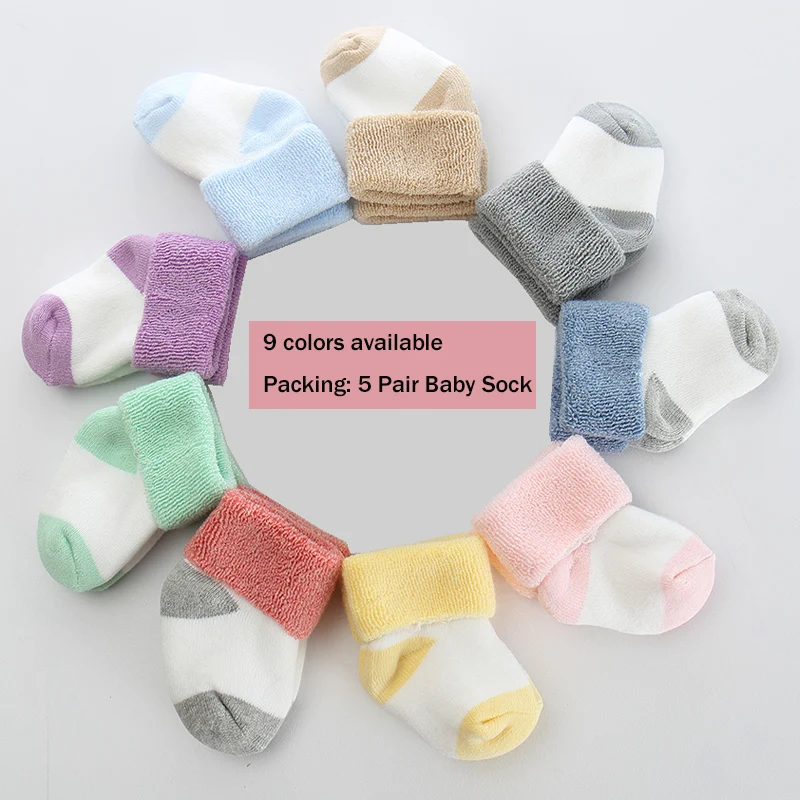 5 Pairs/lot Baby Socks Warm Cute Newborn Girl Cartoon Comfort Cotton Thicken Winter Boy Clothes | Детская одежда и обувь