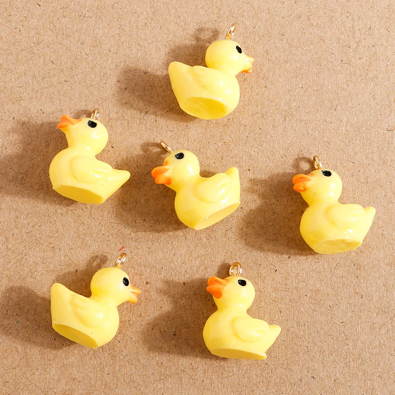

10pcs 18*21mm Resin Duck Charms for Jewelry Making Cute Earrings Pendant Bracelets Necklaces Charms DIY Crafts Accessories