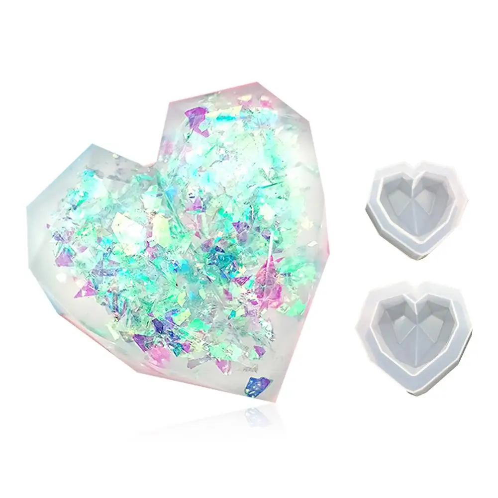 Плесень DIY Кристалл эпоксидная геометрическая форма в форме сердца Высокое