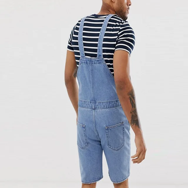 

Ripped Jeans Jumpsuit Men Summer Denim Jumpsuits Playsuits Rompers Destroyed Hole Broken Casual Male Overalls Outfit Clothes