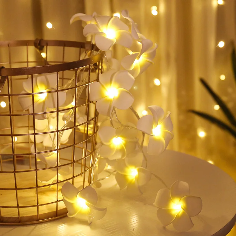 

Christmas Light Bedroom Decor 3m 6m 10m LED Frangipani Warm Light String Fairy Light Xmas DIY Wedding Decoration Garland Navidad