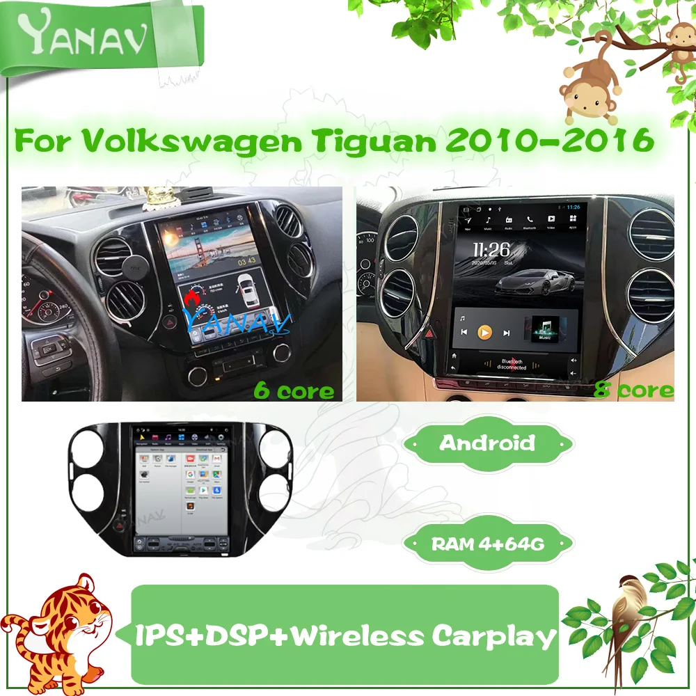 

Автомагнитола 2 Din на Android для Volkswagen Tiguan 2010-2016, автомобильный видеостереоприемник, GPS-навигация, мультимедийный плеер с Carplay