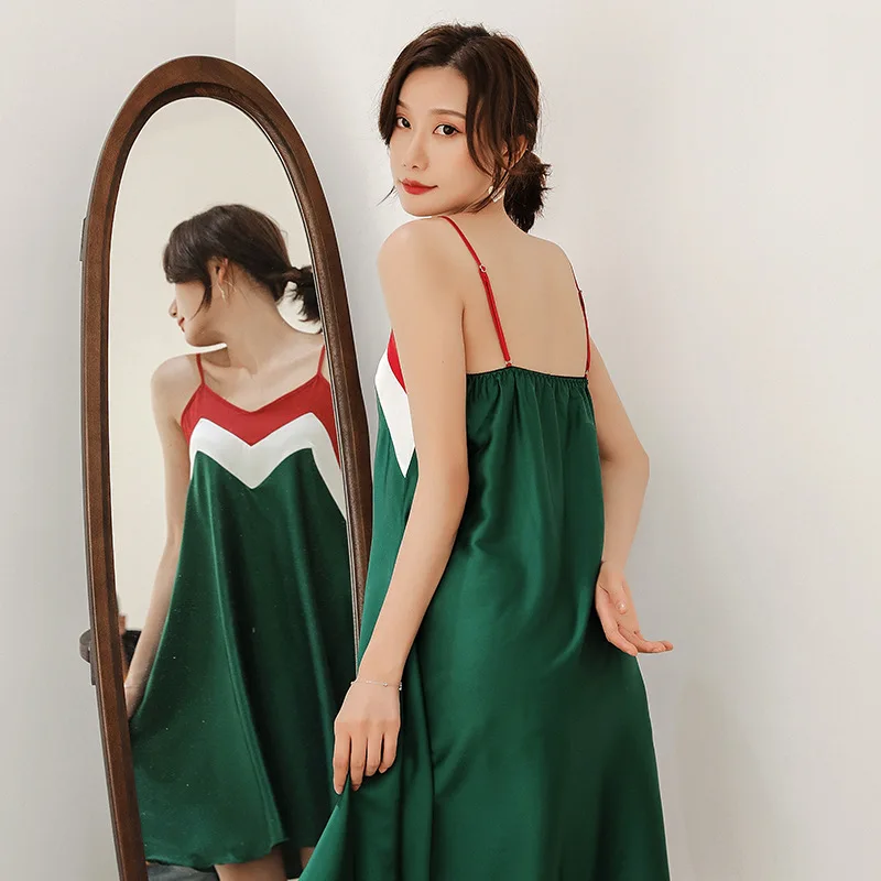 Сексуальная женская ночная рубашка без рукавов Повседневная Ночная с v-образным