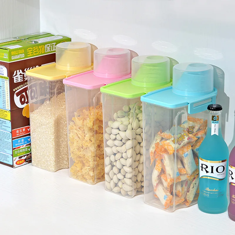 Пластиковая герметичная банка для хранения хлопьев большая кухонная коробка