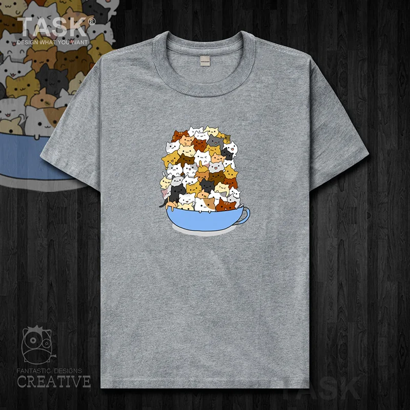 

Men t shirt animal Kitten lovely casual print Tees short sleeve clothes Comfort 100% Cotton Streetwear Summer male tops 07 0003