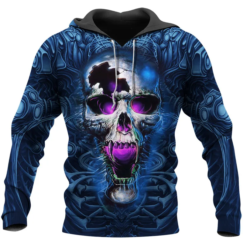 

Fashionable Men's Long Sleeve Horror Skull 3D Printed Clothing Fall Hooded Sweatshirt Unisex Street Casual Zip Hoodie/Sweatshirt