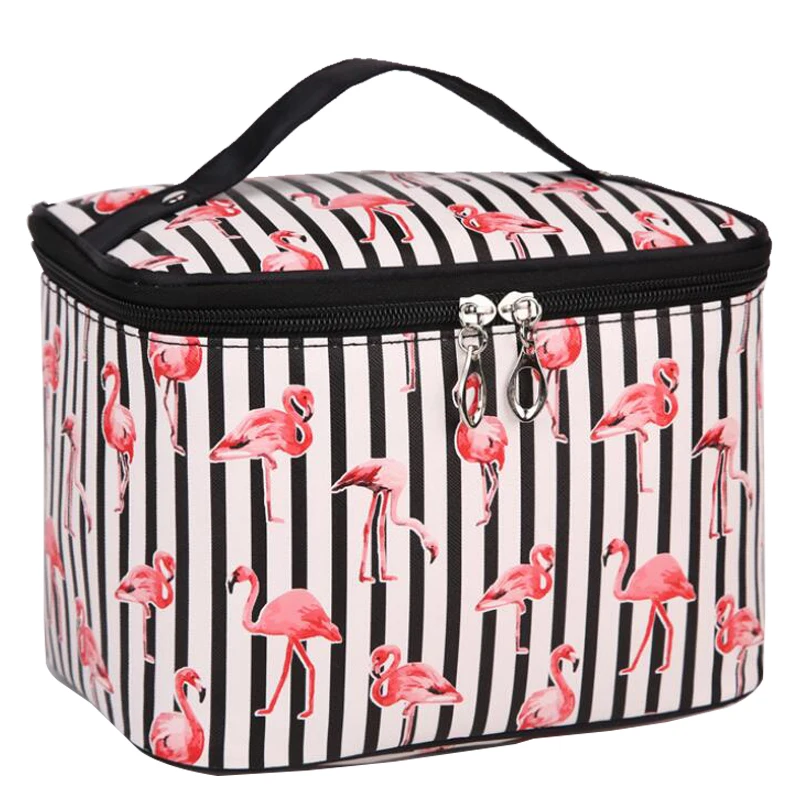 Женская косметичка с фламинго Большая вместительная Водонепроницаемая дорожная