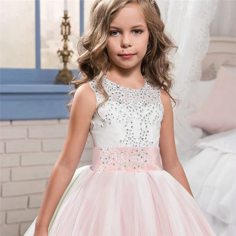 Girls Wedding Formal Dress Elegant Long Prom Dresses For Children Princess Party Bridesmaids Gown Teen | Детская одежда и обувь