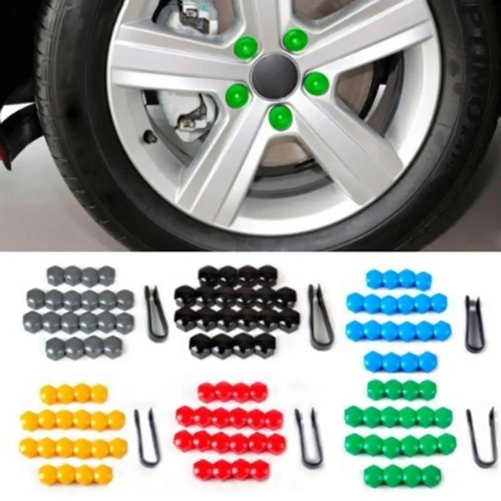 

50% Dropshipping!!20Pcs 17mm Car Vehicle Wheel Center Nut Protection Cover Caps with Removal Tool