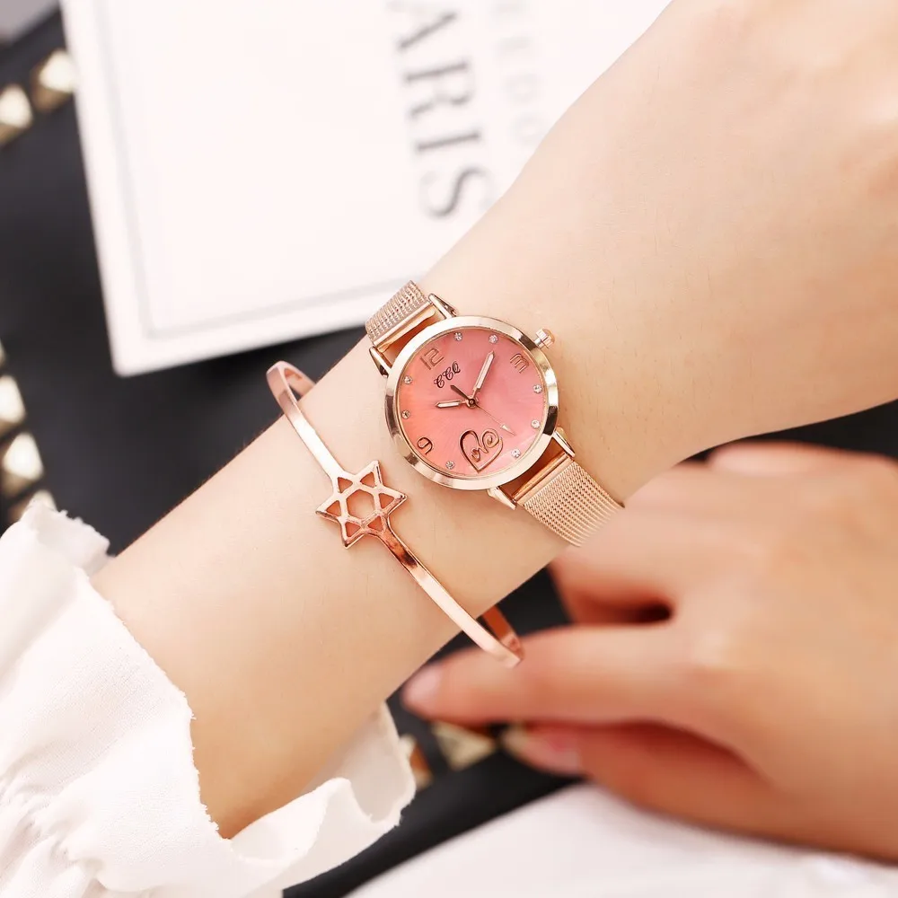 Часы женские кварцевые из нержавеющей стали под розовое золото | Наручные часы