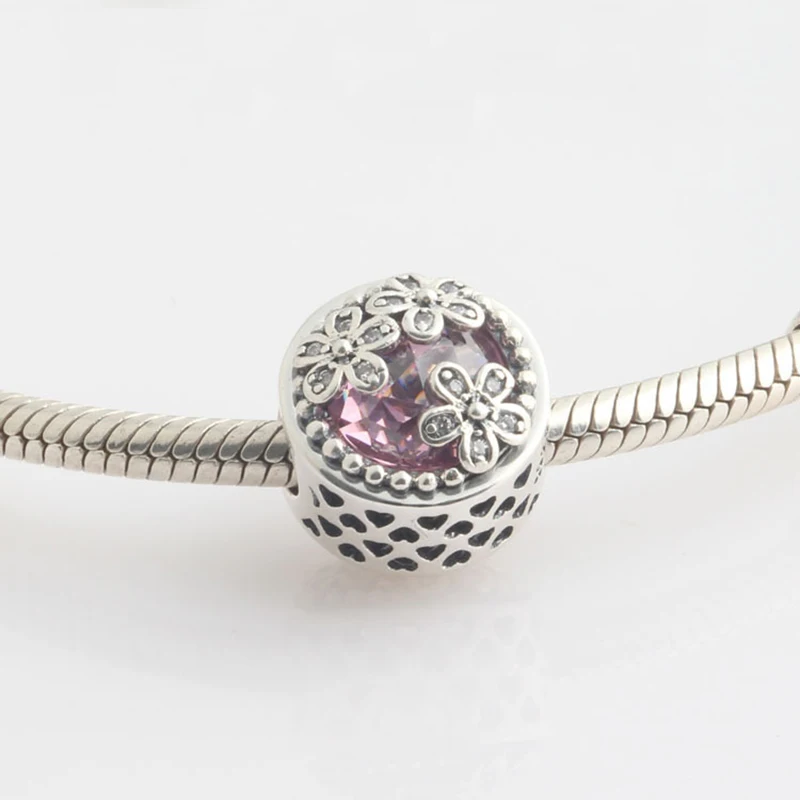 Женский браслет из серебра 925 пробы со сверкающими бусинами в виде ромашки луга