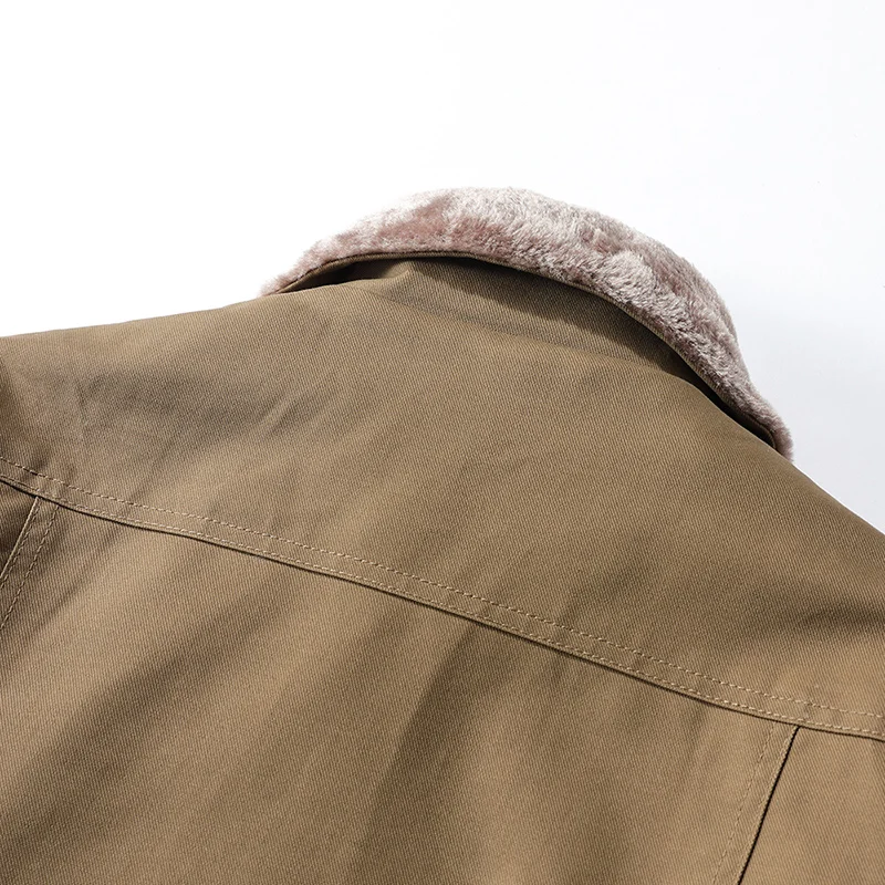 

AIOPESON Plus Fleece Winter Jacket Men Casual Solid Color Thick Men's Jacket New Winter Warm Fur Collar Mens Jackets and Coats